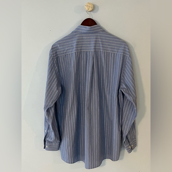 HATHAWAY BLUE STRIPED LONG SLEEVE DRESS SHIRT. SIZE LARGE ( 16 1/2 34-35) - Picture 5 of 7